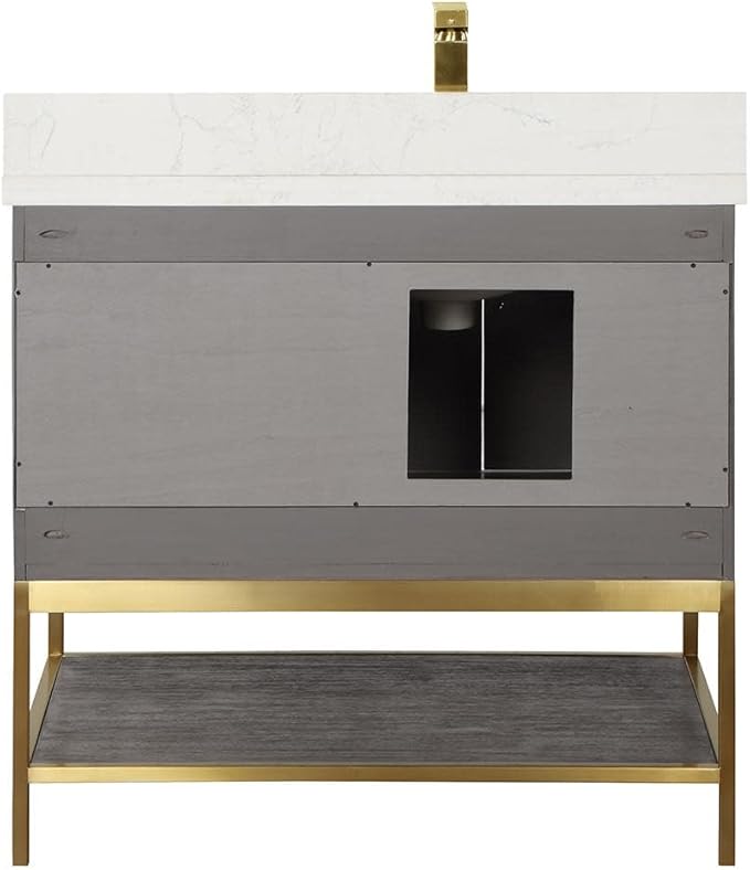 Wildy 36" Single Bathroom Vanity Set in Black Oak Without Mirror