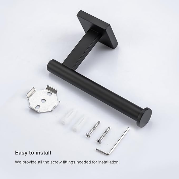 Modern Matte Black 304 Stainless Steel Toilet Paper Holder Wall Mounted Permanent Bathroom Tissue Roll Holder Toilet Paper Roll Holder Luxe Finish Toilet Roll Holder Sleek Stylish toilet tissue holder