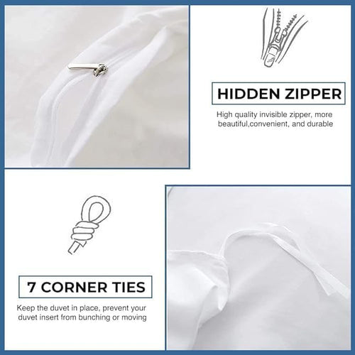 1000 Thread Count 100% Egyptian Cotton Duvet Cover Super King Size Cotton White Long Staple Quilt 120"x120" Silky Soft, Breathable with Zipper -1 Piece All Season Duvet Cover Set for Comforter