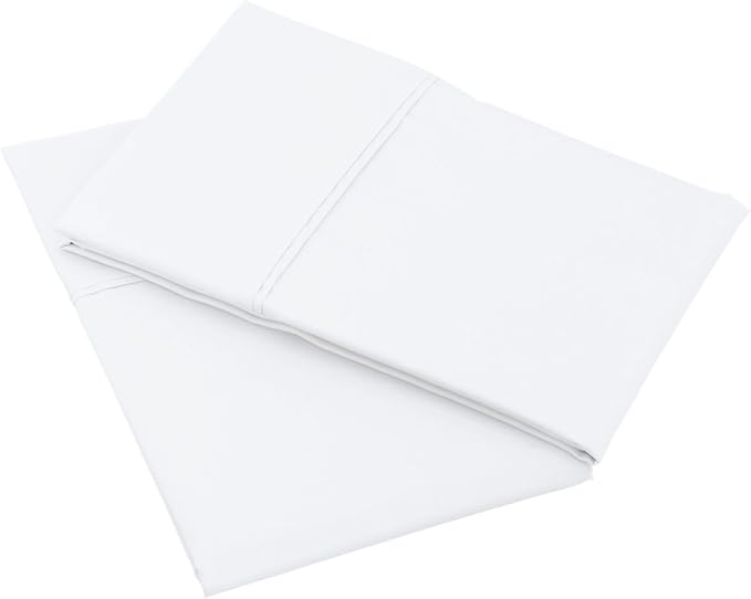 Amazon Basics 400 Thread Count Soft Cotton Pillow Case, King Size, 40" L x 20" W, Machine Washable, White - Set of 2, Pillows Not Included