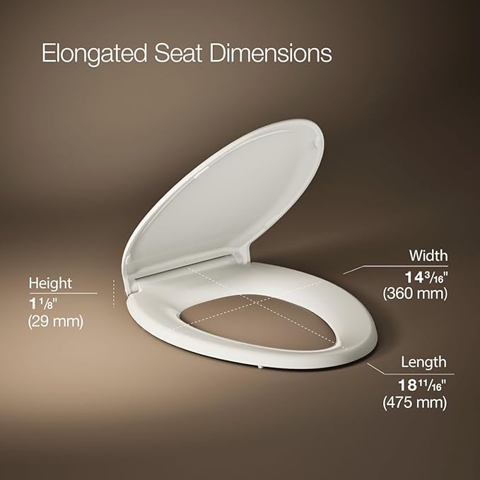 KOHLER 4734-RL-96 Rutledge ReadyLatch Soft Close Elongated Toilet Seat, Quiet-Close Lid, Grip-Tight Bumpers, Installation Hardware, Home Essentials, Biscuit