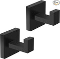 IBosins 2-Pack Towel Hooks Hand Towel Holder for Bathroom Wall Livingroom Bedroom Kitchen Closet Heavy Duty Stainless Steel Hook Hanger for Robe, Bath Towel, Coat (Square Matte Black)