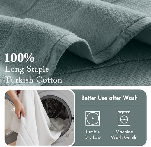 Madison Park Turkish 100% Cotton 600Gsm Luxury Premium Thick Soft Absorbent Hotel Bathroom Towel Set Shower Hand Face Washcloths, Assorted Sizes, Blue 6 Piece