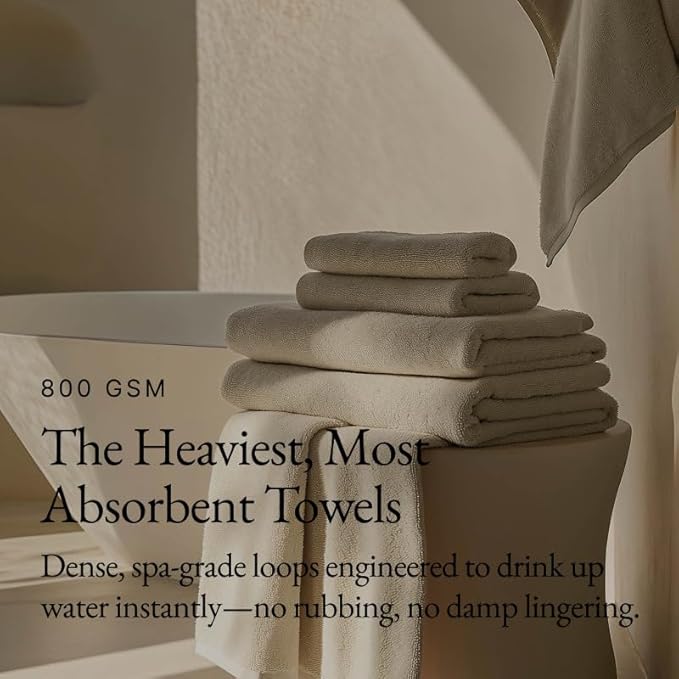Italic Serene Ultraplush Cotton Bath Towels, 4-Pack (2 Sets of 2), Sand, Large, 800GSM, 100% Cotton, Heavy Duty, Resort Grade Towels (Sand)