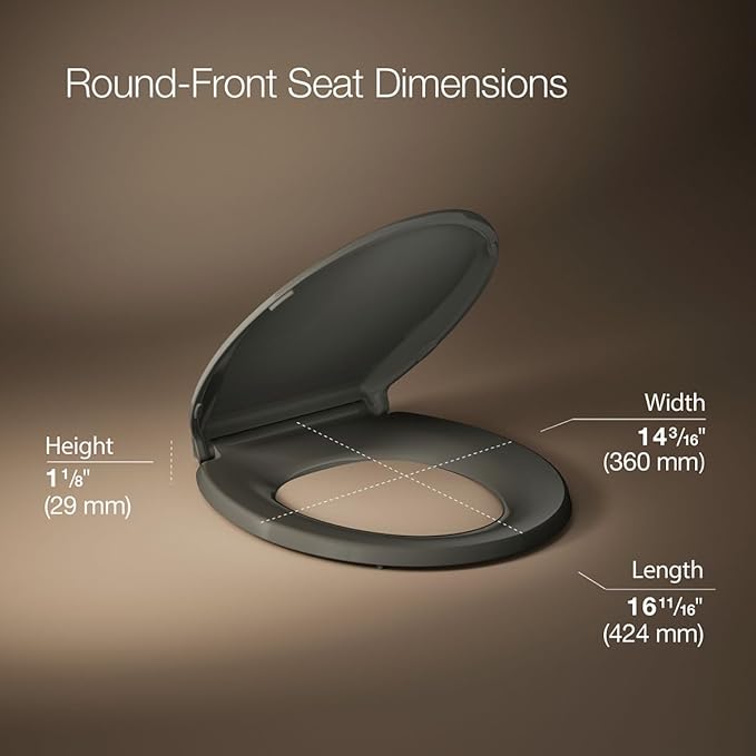 KOHLER 4639-RL-NY Cachet ReadyLatch Round Toilet Seat Soft Close, Thunder Grey