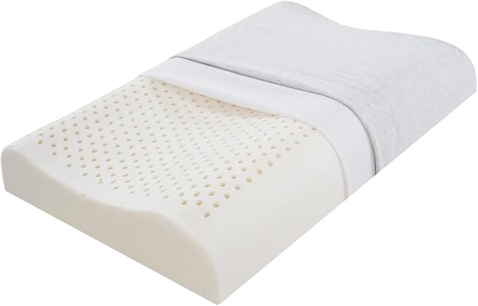 Ultra Thin Nature Latex Foam Pillow-Bouncy Yet Sturdy Soft and Supportive，Ultra Slim Cervical Neck Contour Pillow for Back Sleepers，for Neck Shoulder Pain Relief(23.6"×15.7"×3.1"/3.9")