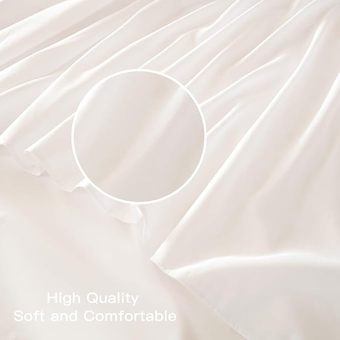 White Bed Skirt Queen Size Ruffled Bed Skirt with Split Corners, Queen Bed Skirt 22 Inch Drop, TSUTOMI Queen Size Bed Skirt White for Ruffled Bed Skirt with Split Corners, Bed Skirt Queen Size