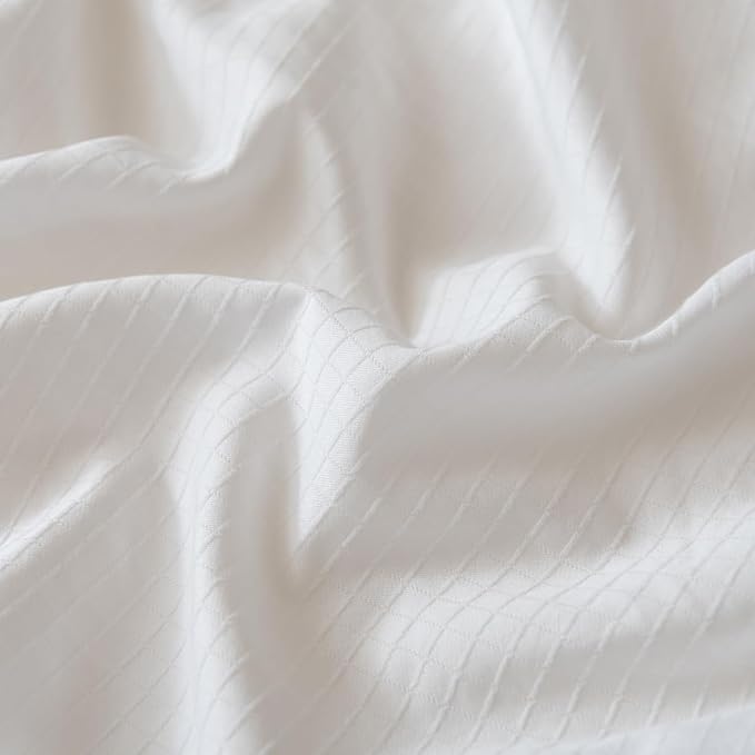 Queen Bed Skirt, Grid Plaid Soft Quadruple Pleated Ruffle Bed Skirt, Tailored Dust Ruffle 14 Inch Drop Easy Fit, Machine Washable (White)