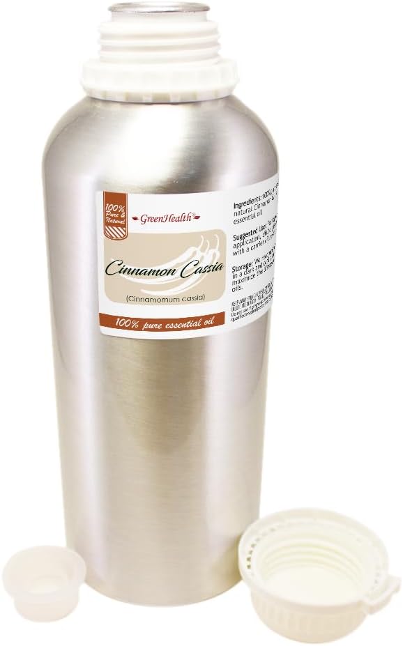 Cinnamon Essential Oil (Cassia) - 32 fl oz - 100% Pure Essential Oil - Aluminum Bottle - Greenhealth
