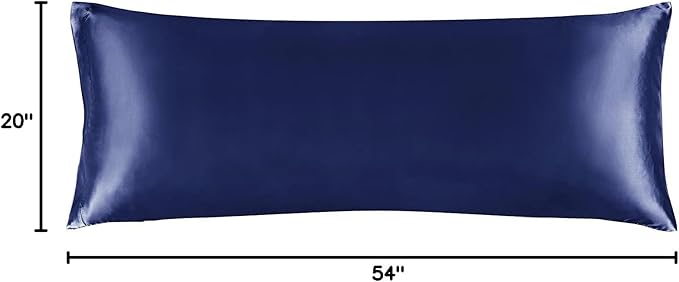 BEDELITE Satin Body Pillow Cover, Super Soft and Cooling Body Pillow Pillowcase for Hair and Skin, Breathable Silky Full Long Pillowcase Cover(20"x54", Navy)