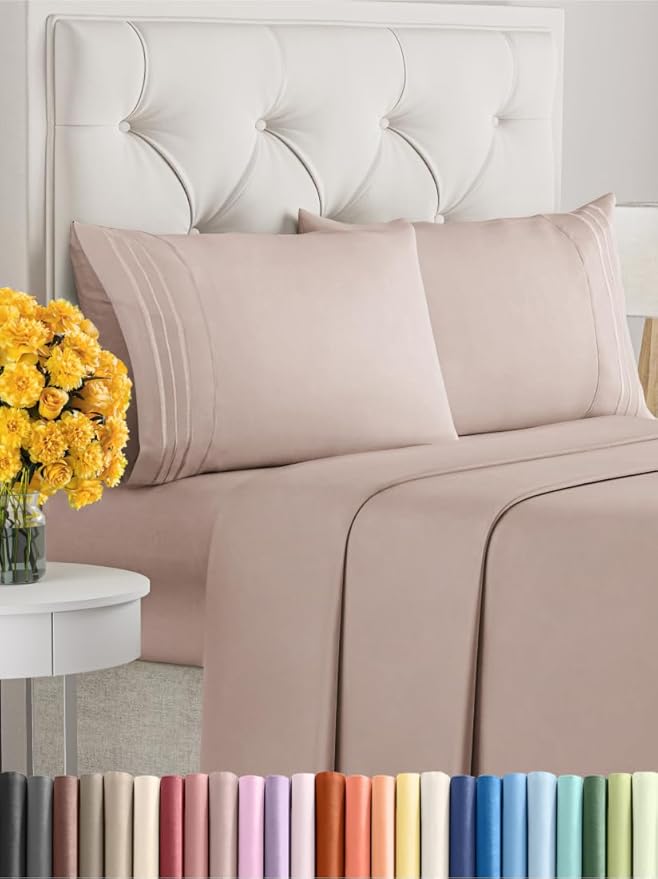 Cal King Size 4-Piece Sheet Set - Extra Soft, Breathable & Cooling - Hotel Luxury Durable Bed Sheets - Deep Pockets, Easy-Fit & Wrinkle-Free - Dusty Pink Oeko-Tex