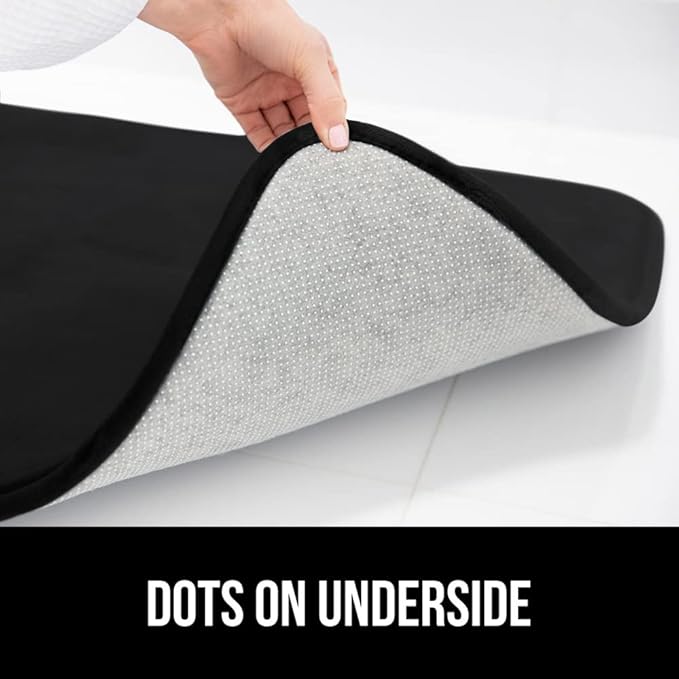 GORILLA GRIP Memory Foam Bath Mat, Soft Absorbent Velvet Bathroom Mats, Durable Dots on Underside, Machine Washable Bathmat, Carpet Rug Room Decor for Shower Tub Floor RV, 42x24 Rugs, Black