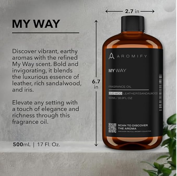 My Way Diffuser Oil, Inspired by 1 Hotel Miami Beach, 16.9 FL Oz, 500 mL, Hotel Scent Diffuser Oil, My Way Aromatherapy Blend of Essential Oils for Home & Office, Leather & Sandalwood Scent.