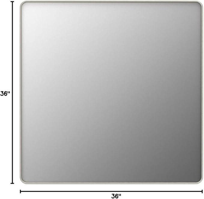 TETOTE Silver Bathroom Mirror, 36 x 36 Inch Wall Mounted Square Brushed Nickel Metal Framed Modern Farmhouse Decorative Vanity Mirror for Living Room Entryway