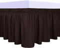 PureFit Wrap Around Ruffled Bed Skirt with Adjustable Elastic Belt - 22 Inch Drop Easy to Put On, Wrinkle Free Bedskirt Dust Ruffles, Bed Frame Cover for Twin,Twin XL and Full Size Beds, Chocolate