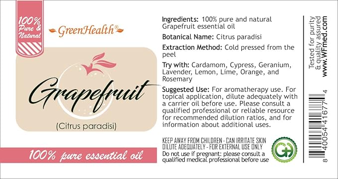 Grapefruit Essential Oil - 16 fl oz - Aluminum Bottle - 100% Essential Oil - GreenHealth