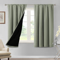 H.VERSAILTEX 100% Blackout Curtains for Bedroom 42 Inches Wide Thermal Insulated Blackout Curtains 63 Inches Long Rod Pocket Curtains with Black Liner 2 Panels Set, Light Sage
