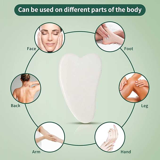 Jade Roller & Gua Sha Set - Facial Skin Care Set, Facial Beauty Tools, Natural Beauty Skin Care Tools, Face Roller Massager for Face, Neck, and Eye Treatment，Gua Sha Facial Massager (White)