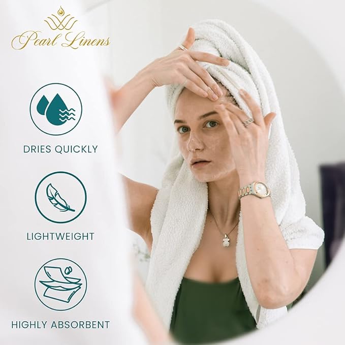 Pearl Linens Bath Towel Set of 12, Economy Cotton 20x40 Hotel Quality White Bath Towels Bulk, Lightweight and Highly Absorbent Quick Dry Towel for Home, Hotel, Spa, Gym and Bathroom, White Towel