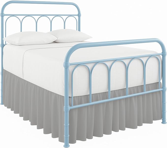 Cottingon Bed Skirt Queen 18" Drop with Split Corners, 100% Microfiber Soft and Stylish, Dust Ruffle with Platform, Light Grey
