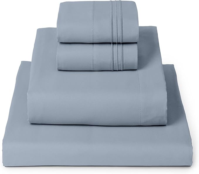 Mellanni California King Sheets Set - 4 PC Iconic Collection Bedding - Hotel Luxury, Extra Soft, Cooling Bed Sheets - Wrinkle, Fade, Stain Resistant (Cal King, Blue Hydrangea)