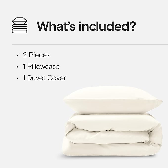 DOZ Duvet Cover Set, 100% Viscose derived from Bamboo, Organically Grown, Buttery Soft, Cooling Duvet Covers, High GSM, 1 Duvet Cover and 1 Pillowcase, 70"x90" (Ivory, Twin/Twin XL)