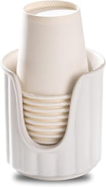 TANEW Ceramic Bathroom Cup Dispenser with Stylish Vertical Stripes - Dixie Cup Dispenser & Mouthwash Cup Holder Holds 3oz Paper Cups for Rinsing Cups on Bathroom Vanity Countertops Matt White