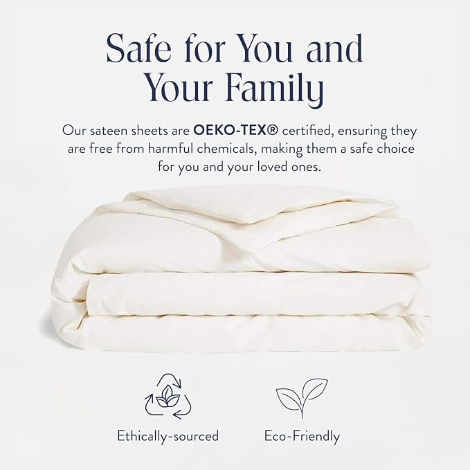 Brooklinen Luxury Sateen Duvet Cover - 100% Cotton, King/California King Size in Cream with Extra-Long Corner Ties and Button Closure - Best King/Cali King Duvet Covers
