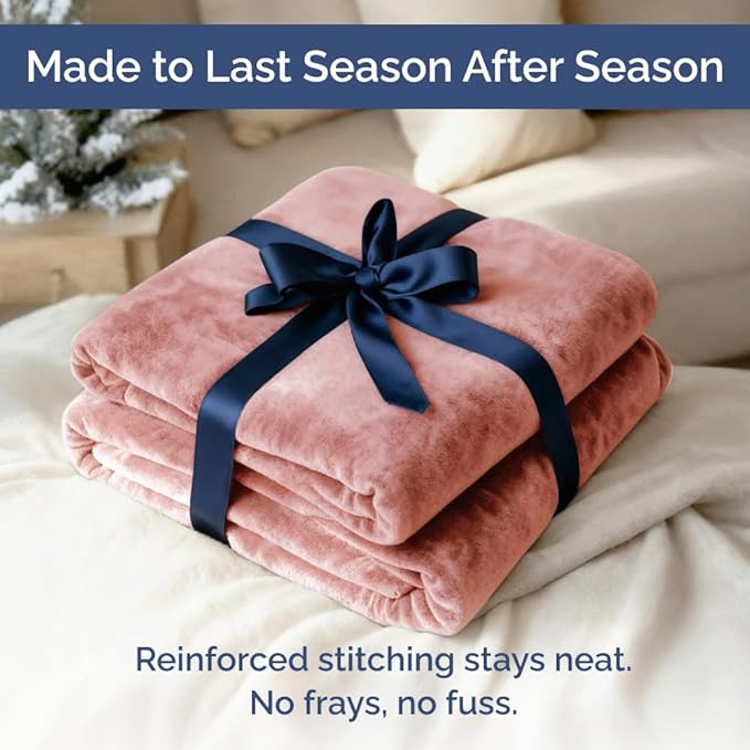 Ultra Soft Fleece Blanket Throw Size - Flannel Fleece Luxury Throw Blanket - Lightweight for Couch Bed Chair - Thick, Warm and Breathable - All Season Cozy Anti-Static Microplush Bedding, Rose Pink