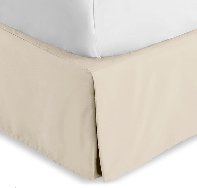 Bare Home King Bed Skirt - 15-Inch Tailored Drop Easy Fit - Bed Skirt for Beds - Center & Corner Pleats (King, Sand)