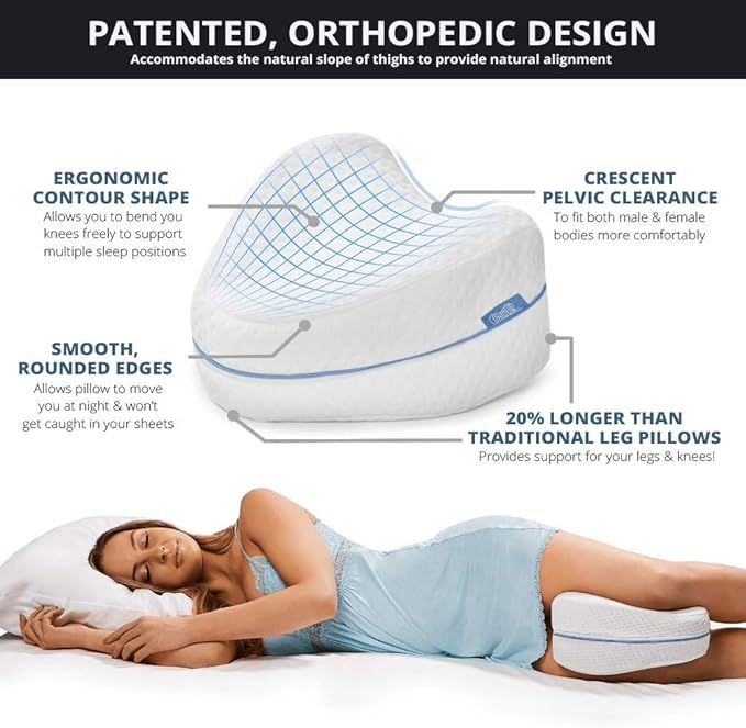 Contour Legacy Leg & Knee Foam Support Pillow for Side Sleepers Soothing Relief for Back, HIPS, Knees, Joints, Nerves & Muscles (2 Pack, Ventilated Memory Foam)