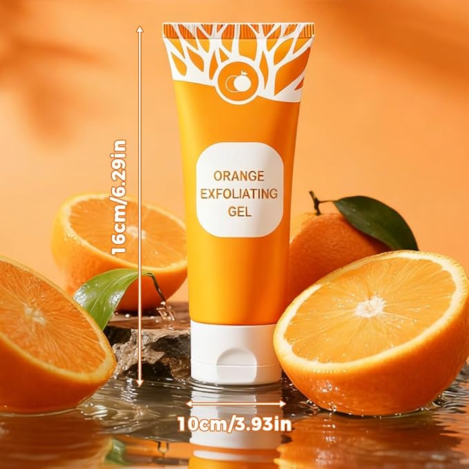 Orange Exfoliating Gel for Face & Body,Deep Pore Cleansing Gel Peeling Scrub,Remove Blackheads Moisturize Cleansing Scrub,Gentle Exfoliator for All Skin Types (Orange/2pcs, 100ML)