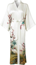 Women's Silk Kimono Robe Long Bathrobe Nightgown 100% Mulberry Silk for Women - Classic Floral Pattern