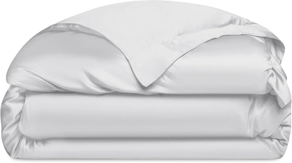 Cozy Earth Luxury Duvet Cover Queen - 100% Viscose from Bamboo - Ultra-Soft, Cooling & Lightweight Duvet Cover - Temperature-Regulating Bedding with Concealed Zip & Interior Snap Closures - White