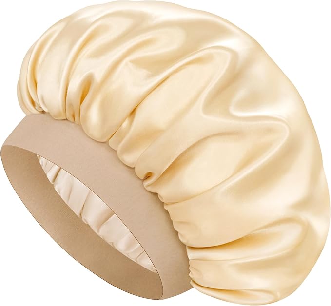 Satin Silk Bonnet for Sleeping, Double Layer Silk Sleep Cap for Men & Women, Soft Satin Lined Bonnet for Curly Hair