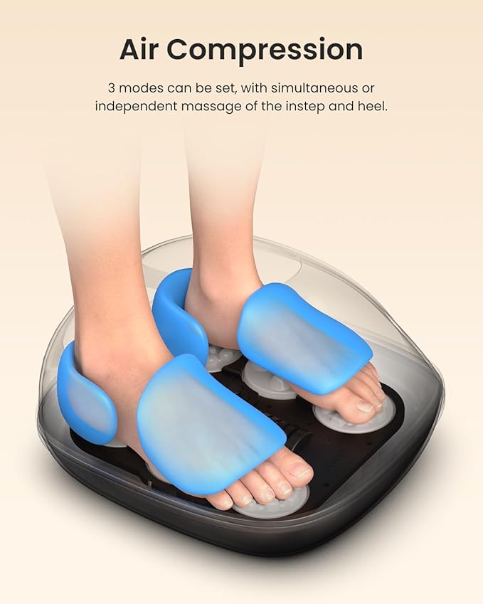 RENPHO Foot Massager with Heat, 3 Air Compression Modes & Levels, Full-Foot Kneading Shiatsu Foot Massage for Plantar Fasciitis & Neuropathy, for Women & Men Size up to 13