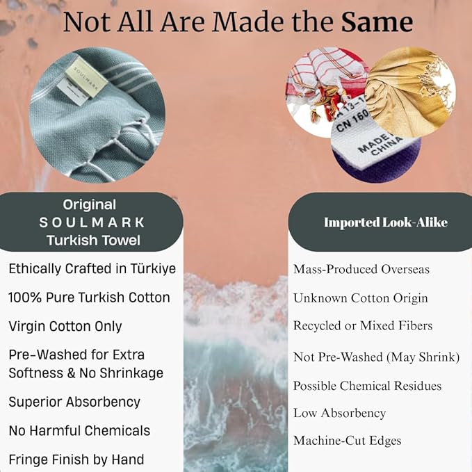 SOULMARK 100% Cotton Turkish Beach Towel with Bag - 38"x71" - 4 Pack - Made in Green & Oeko TEX Certified - Pre-Washed & Sand Free - Quick Dry and Lightweight for Travel - Made in Turkey - Salmon Red