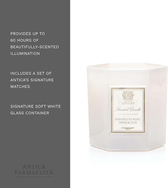 Antica Farmacista Luxury Scent Candle - Decorative Home Candle - Long-Lasting & Premium Scented - Luxury Gift - Damascena Rose, Orris & Oud, 9 oz