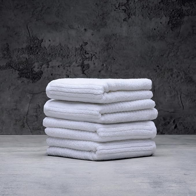 LUXOME Luxury Performance 4-Piece Hand Towel Set | Patented Quick-Dry Tech | Ultra Soft | 16" W x 30" L | Sail (White)
