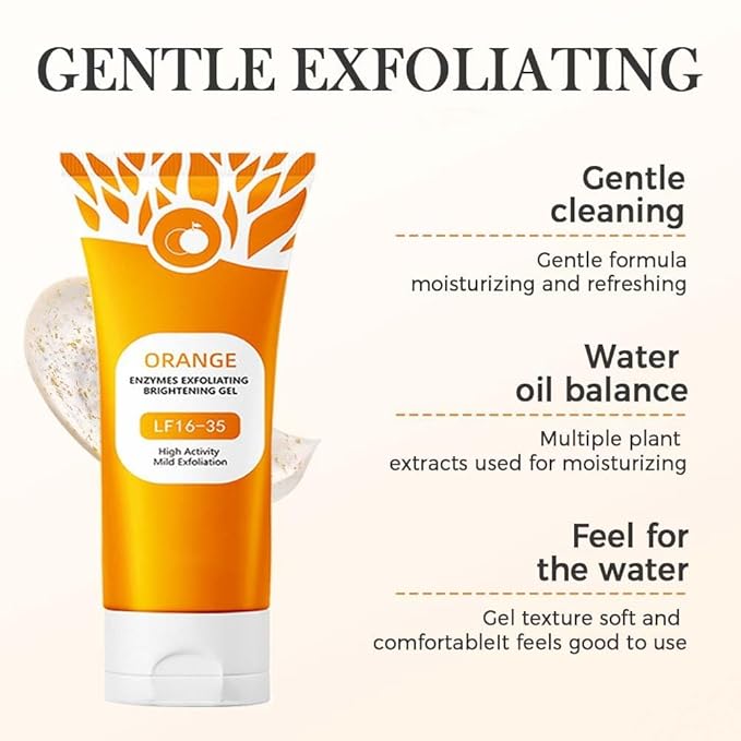 2PCS Orange Exfoliating Gel for Face & Body, 2025 Exfoliating Cleansing Gel Scrub, Orange Enzymes Exfoliatings Gels, Deep Clean Pores, Remove Blackheads & Moisturize Skin, All Types Skin
