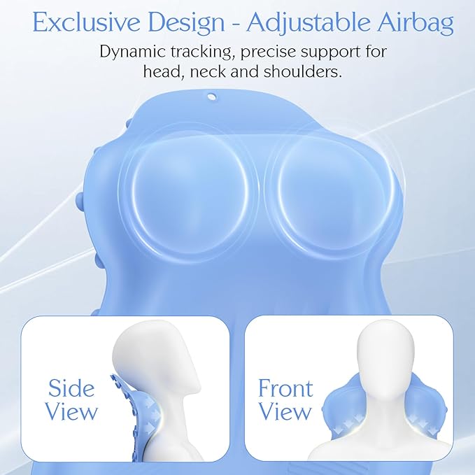 Silicone Bath Pillow, New Material Bath Pillows for Tub Head Neck and Back Support, Bath Tub Pillow with 4D Press Inflatable Airbag and Non-Slip Strong Suction Cups, Quick-Drying, Easy to Store, Blue