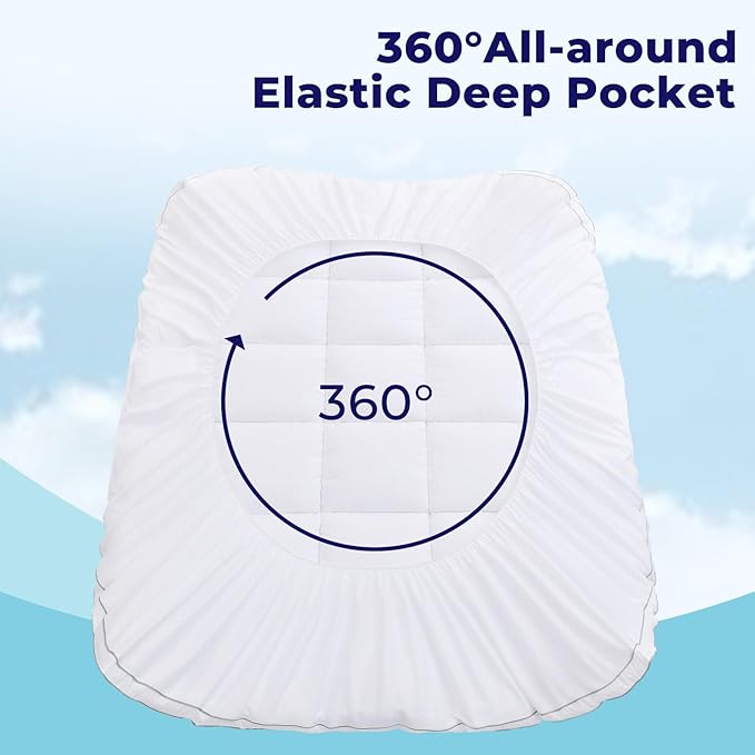 OLANLY Dual-Layer 4 Inch King Size Memory Foam Mattress Topper for Back Pain, 2 Inch Cooling Pillow Top Mattress Pad Cover and 2 Inch Gel Memory Foam Topper, Deep Elastic Pocket, White