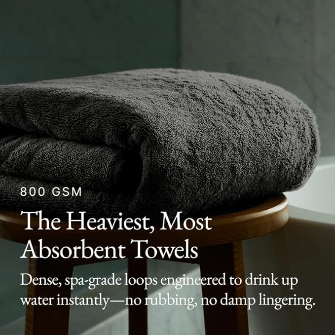 Italic Serene Ultraplush Cotton Washcloth Towel Set, 4 Soft & Absorbent Face Towels, Charcoal, 800GSM, 100% Cotton, Heavy Duty, Resort Grade Towels (Charcoal)