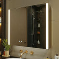 KWW LED Lighted Bathroom Medicine Cabinet with Sockets & USBs, Defogger, Dimmable, 3 Color Light Makeup Mirror, Easy to Install, Wall Mounted Cabinet (Two-Door, 31 * 28)