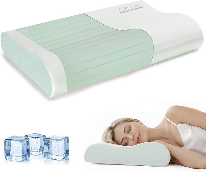 Cervical Neck Pillow for Neck Pain Relief, Contour Memory Foam Pillows, Cooling Ergonomic Pillows for Sleeping Side, Back & Stomach Sleepers, Breathable Bed Pillows Neck Support, Medium Soft