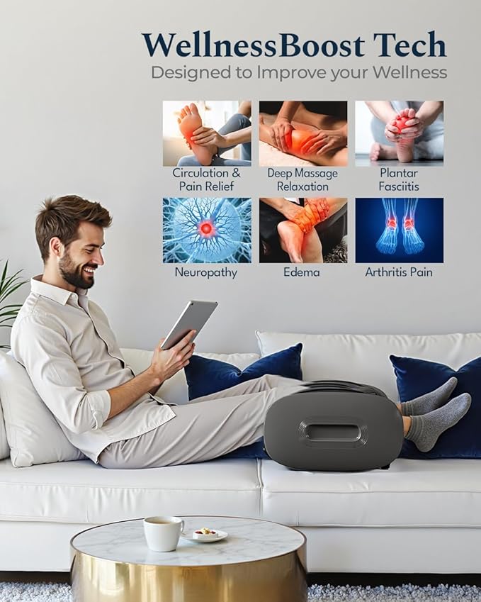 HomeCare Foot Massager with Heat & Ice Therapy, Shiatsu Deep Kneading Compression Foot Massagers for Plantar Fasciitis & Neuropathy Relief, Adjustable Intensity, FCC/CE Certified