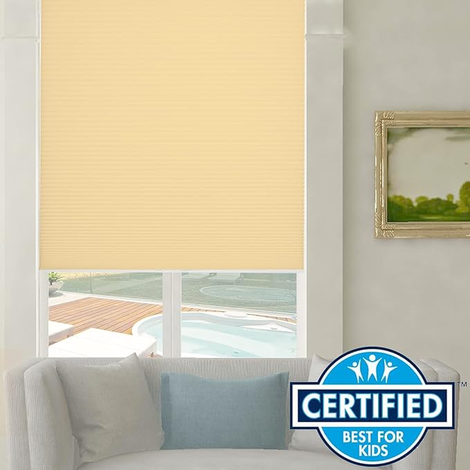 Persilux Custom Size Cordless Cellular Blinds for Windows Light Filtering Roller Shades Honeycomb Shades for Home, Bedroom and French Door Peach