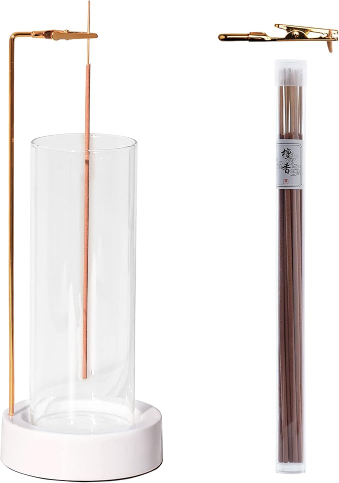 CEREMONY Incense Holder, Ceramic Incense Holder for Sticks with Glass Ash Catcher,Incense Burner for Meditation Yoga Spa Room Decor