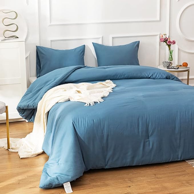 Blue Comforter Sets Twin Lake Blue Bedding Comforter Set Blanket Quilt Solid Color Modern Breathable Soft Mist Blue King Bedding Comforter Sets Twin Bed