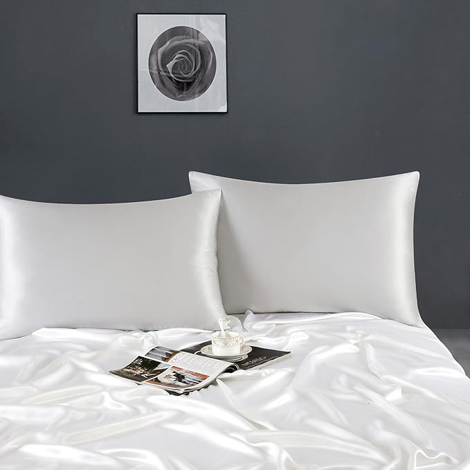 ZIMASILK 100% Pure Mulberry Silk Pillowcase for Hair and Skin Health,Soft and Smooth,Both Sides Premium Grade 6A Silk,600 Thread Count,with Hidden Zipper,1pc(Standard 20''x26'',Light Grey)